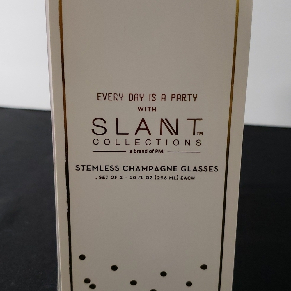 NEW- Set of 2 Flute Glasses by Slant, His & Hers, 10 oz - Picture 3 of 5